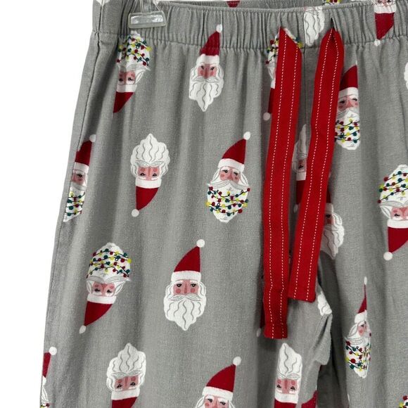 Old Navy Christmas Pajama Pants Gray Santa Womens Size Large Flannel Lounge PJs - Picture 3 of 7